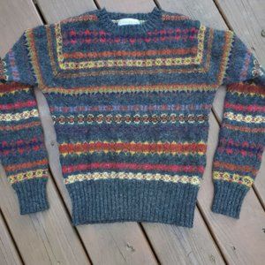Vintage Jones New York Wool Sweater — Child M Fits Adult S — Fair Isle Knit